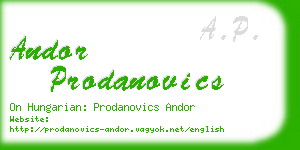 andor prodanovics business card